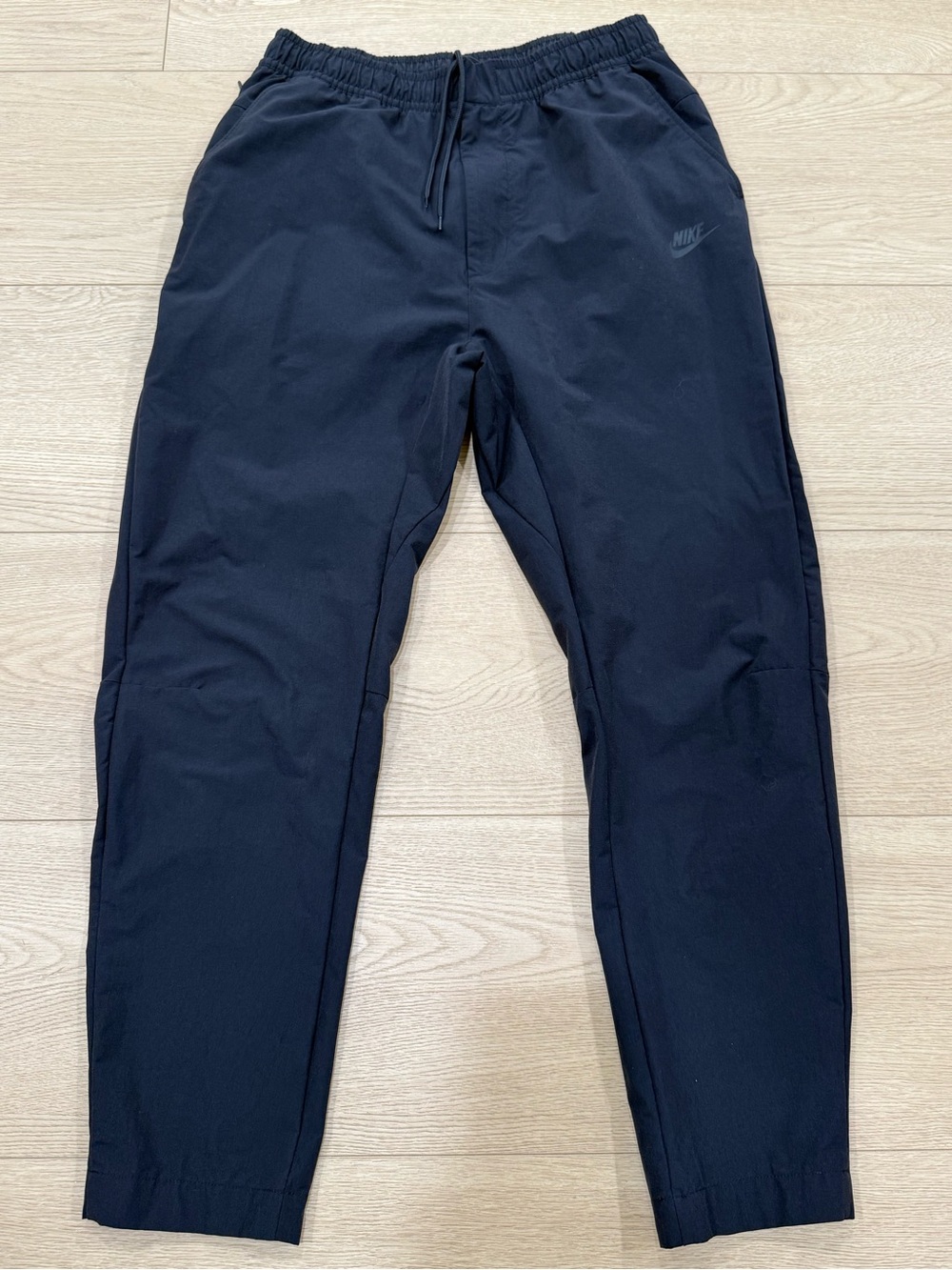 Nike Black Woven Stretch Pants Size Large Drawstring Zip Pockets